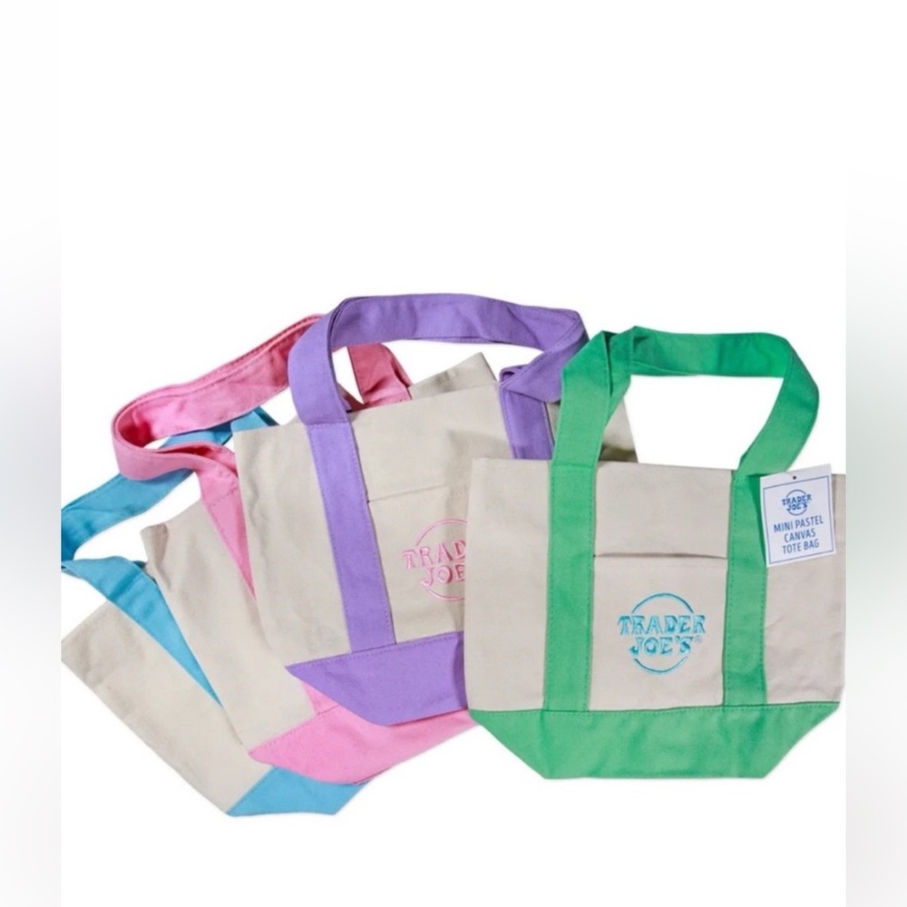 Trader Joe’s mini pastel canvas tote bags set of 4